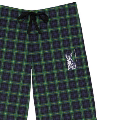 Corgi Men's Pajama Pants (Blue/Green Tartan)