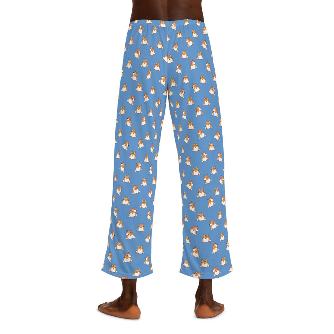 Corgi Butts Men's Pajama Pants (Blue)