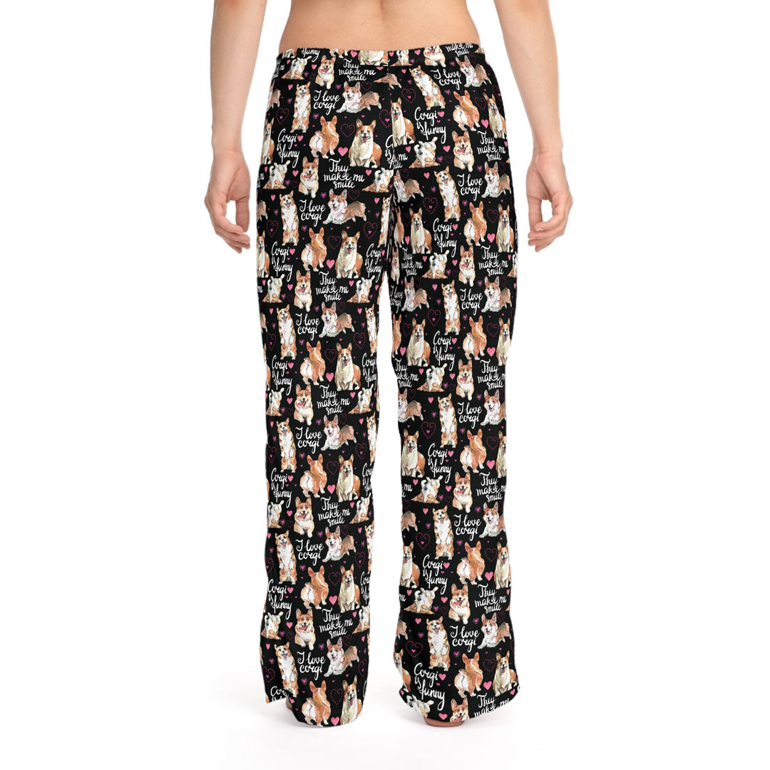 Corgi 'They Make Me Smile' Women's Pajama Pants