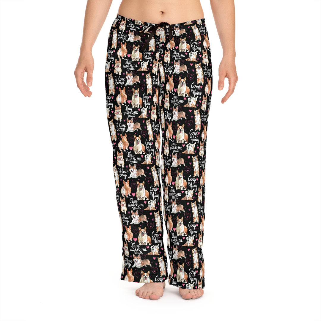 Corgi 'They Make Me Smile' Women's Pajama Pants