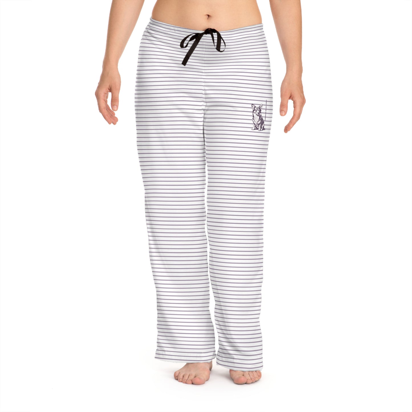 Corgi Women's Pajama Pants (Lavender Stripes)