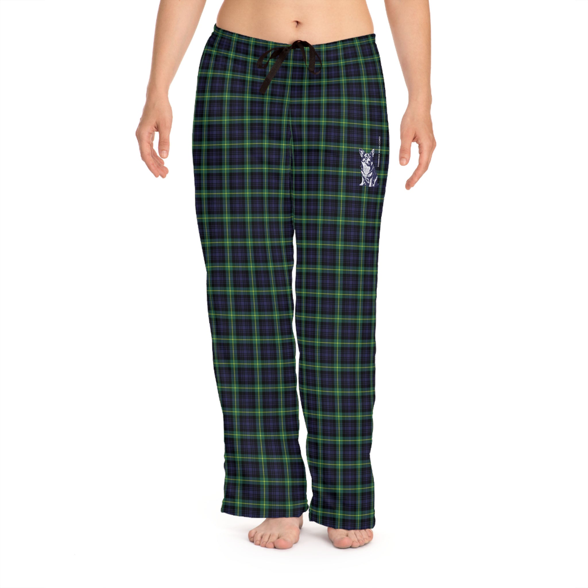 Corgi Women's Pajama Pants (Blue/Green)