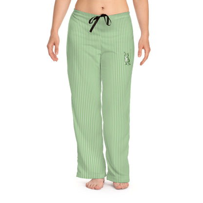 Corgi Women's Pajama Pants (Green Stripes)