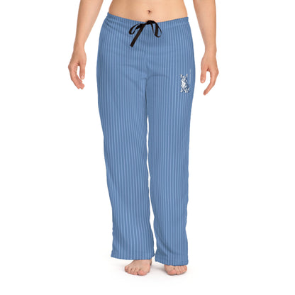 Corgi Women's Pajama Pants (Blue/White Stripes)