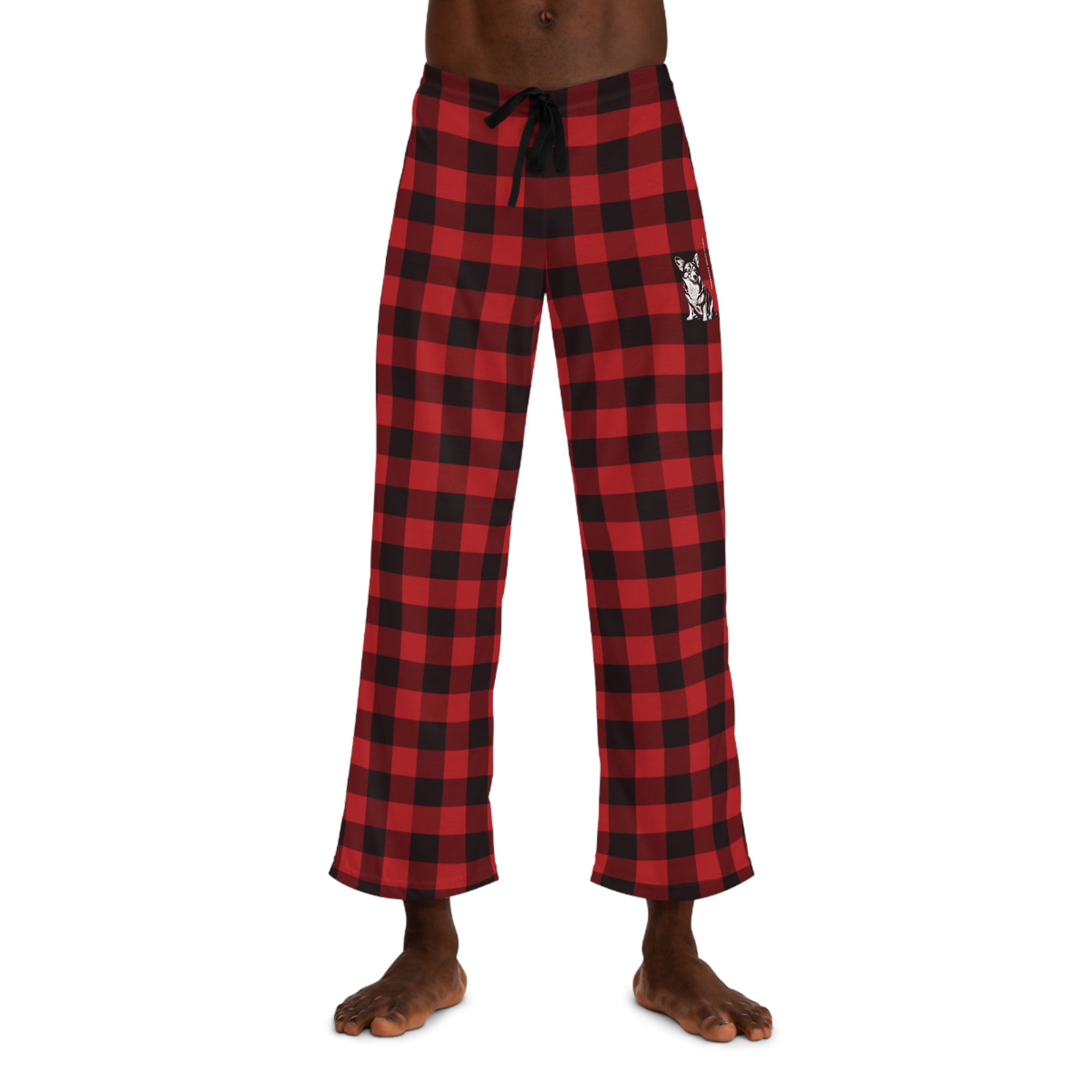 Corgi Men's Pajama Pants (Red/Black Checkered)