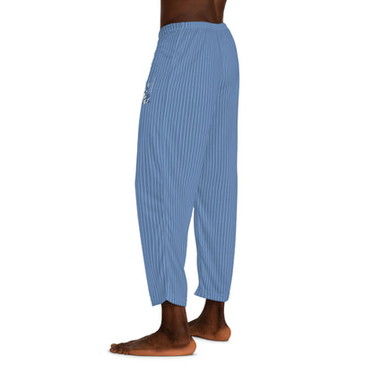 Corgi Men's Pajama Pants (Blue/White Stripes)