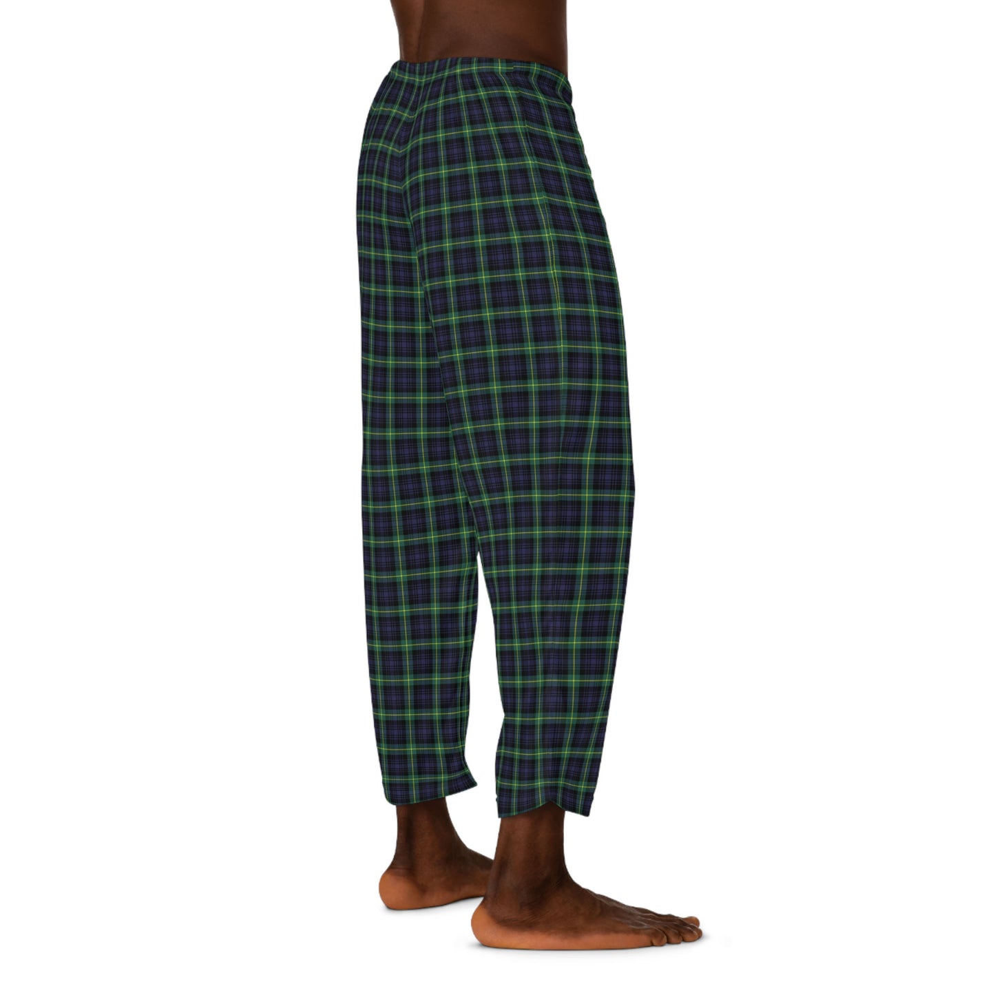 Corgi Men's Pajama Pants (Blue/Green Tartan)