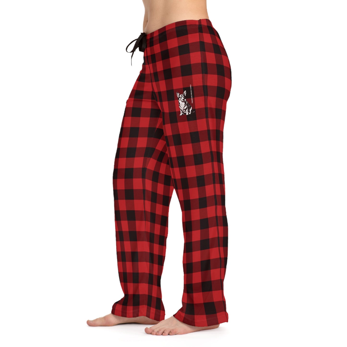 Corgi Women's Pajama Pants (Red/Black Checkered)