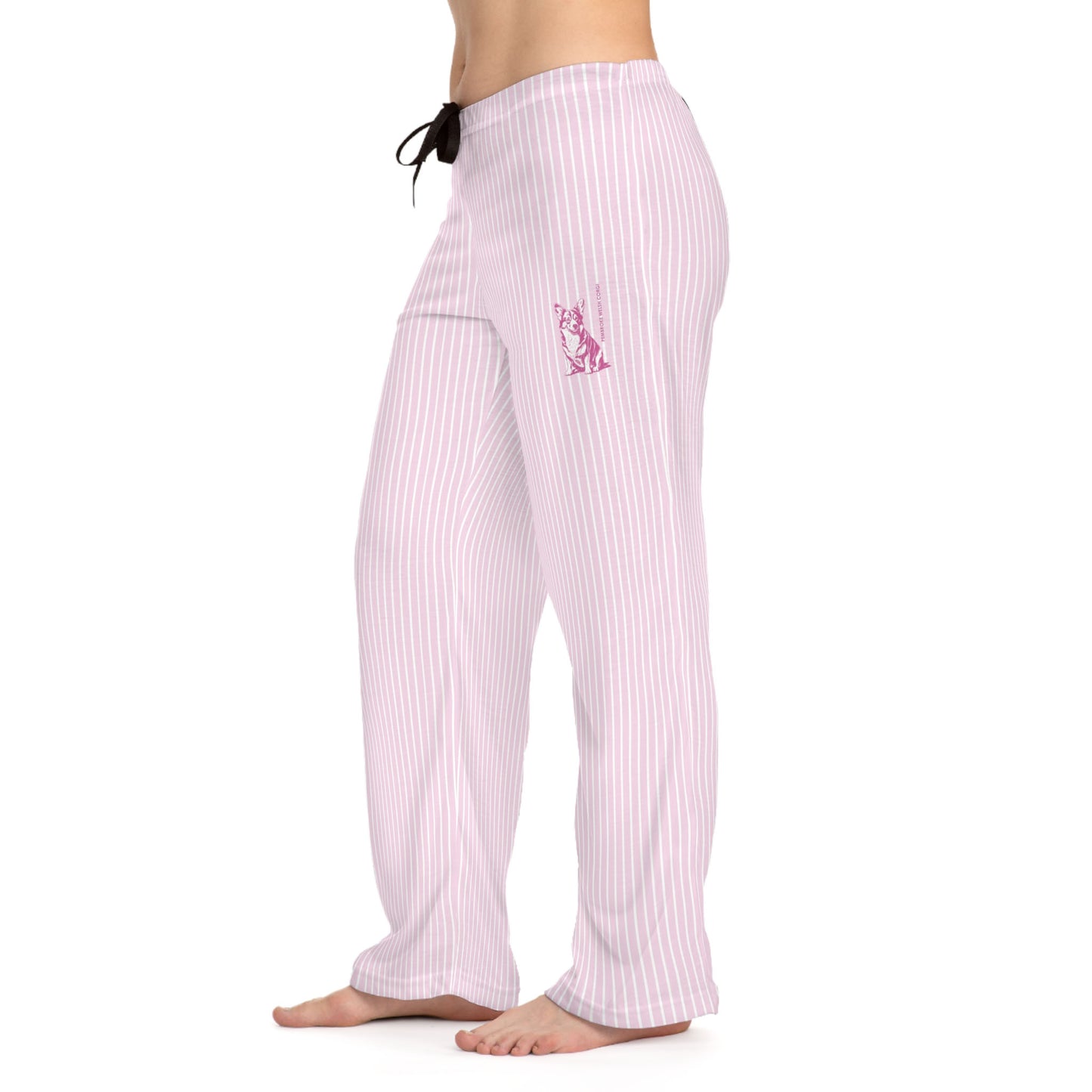 Corgi Women's Pajama Pants (Pink Stripes)