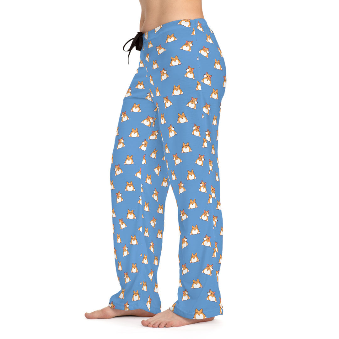 Corgi Butts Women's Pajama Pants (Blue)