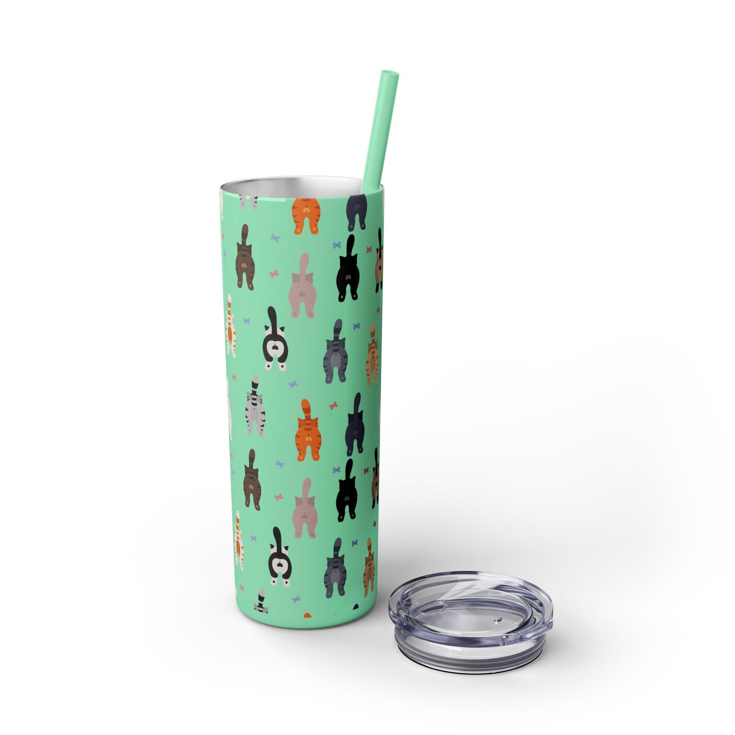 Cat Butts Skinny Tumbler with Straw, 20oz