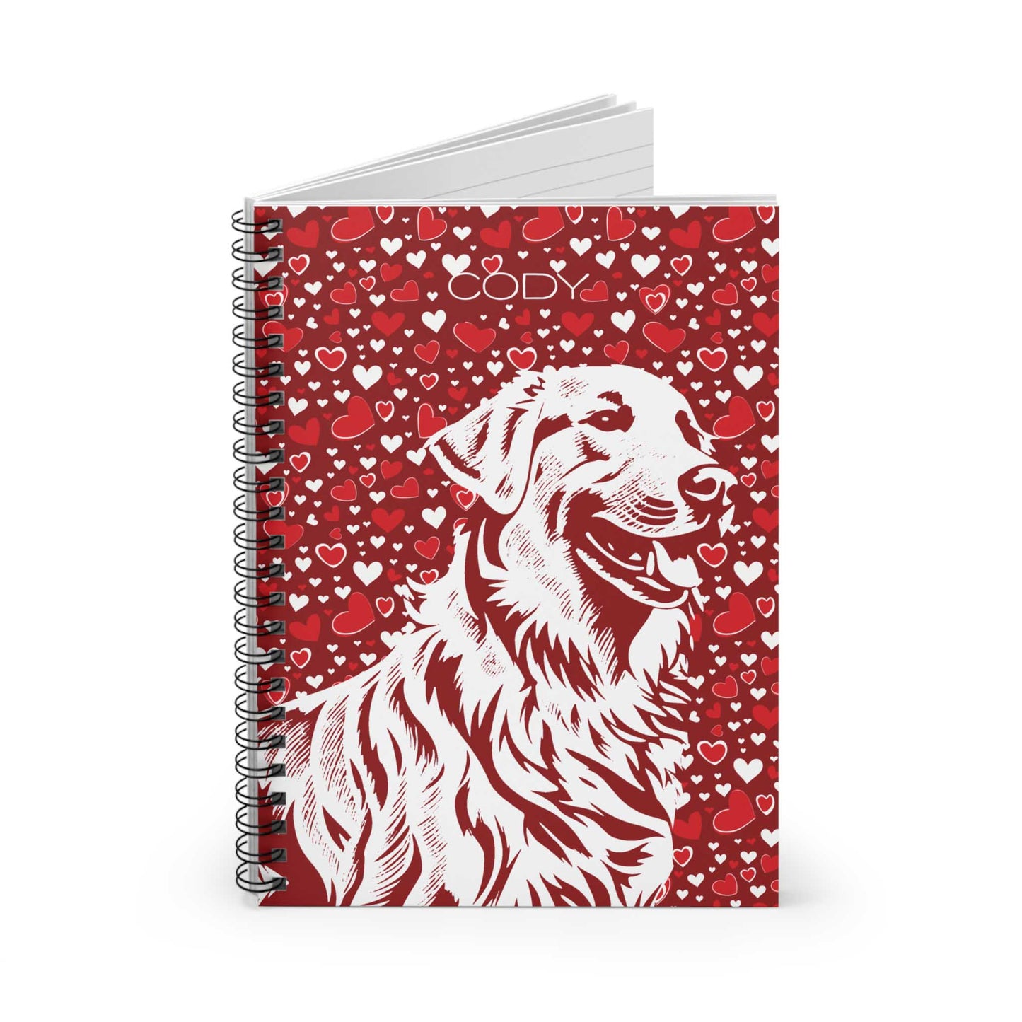 Golden Retriever Hearts Spiral Notebook