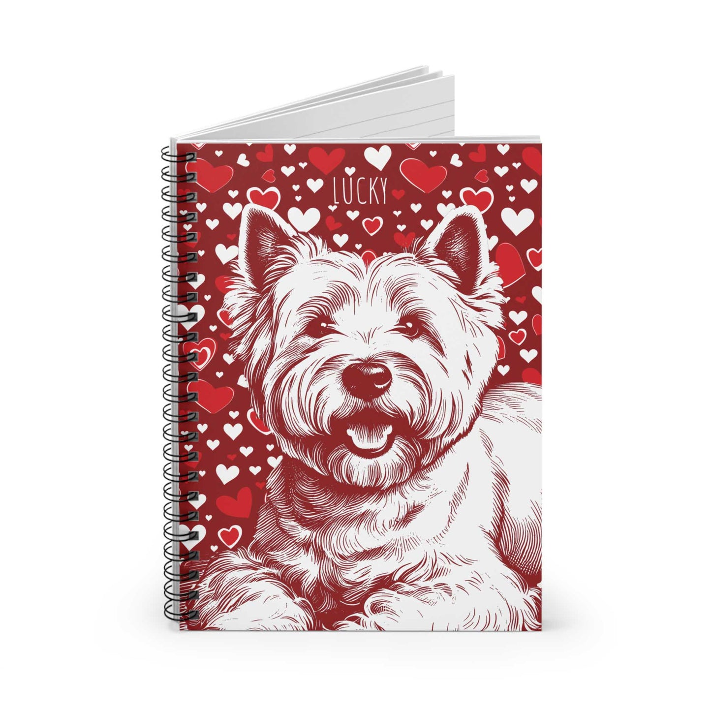 Personalized Westie Hearts Spiral Notebook