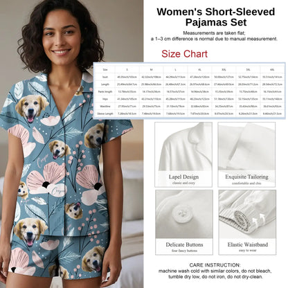 Custom Floral and Pet Women’s Short-Sleeve Pajama Set