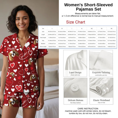 Custom Hearts Pet Women’s Short-Sleeve Pajama Set