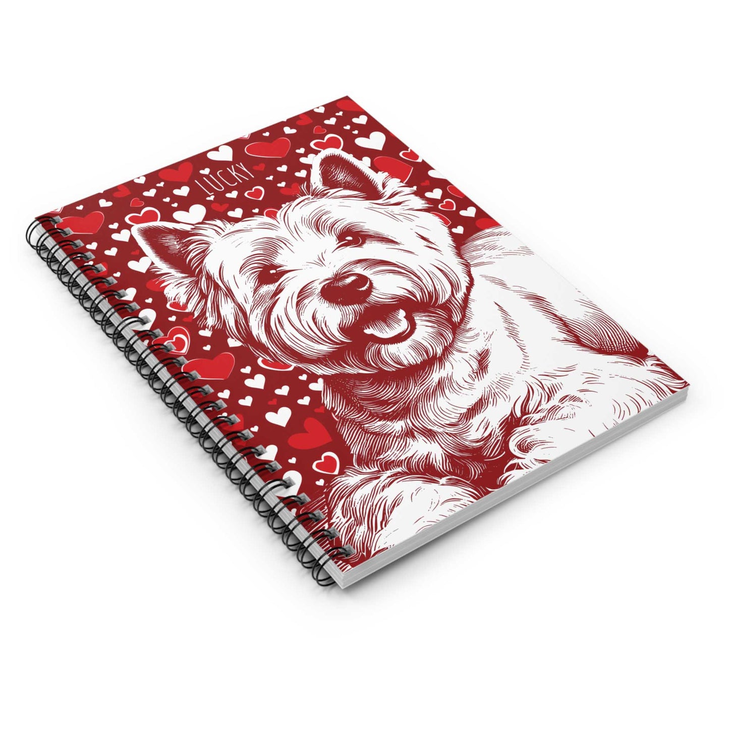 Personalized Westie Hearts Spiral Notebook