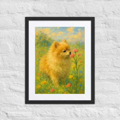 Pomeranian Impressionist Painting | Pomeranian sniffing a Flower