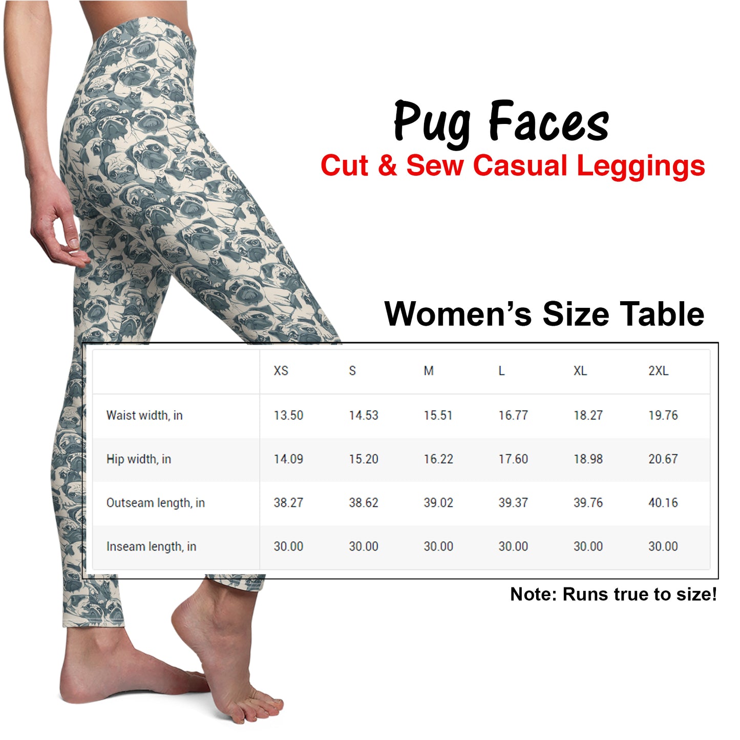 Pug Women's Cut & Sew Casual Leggings