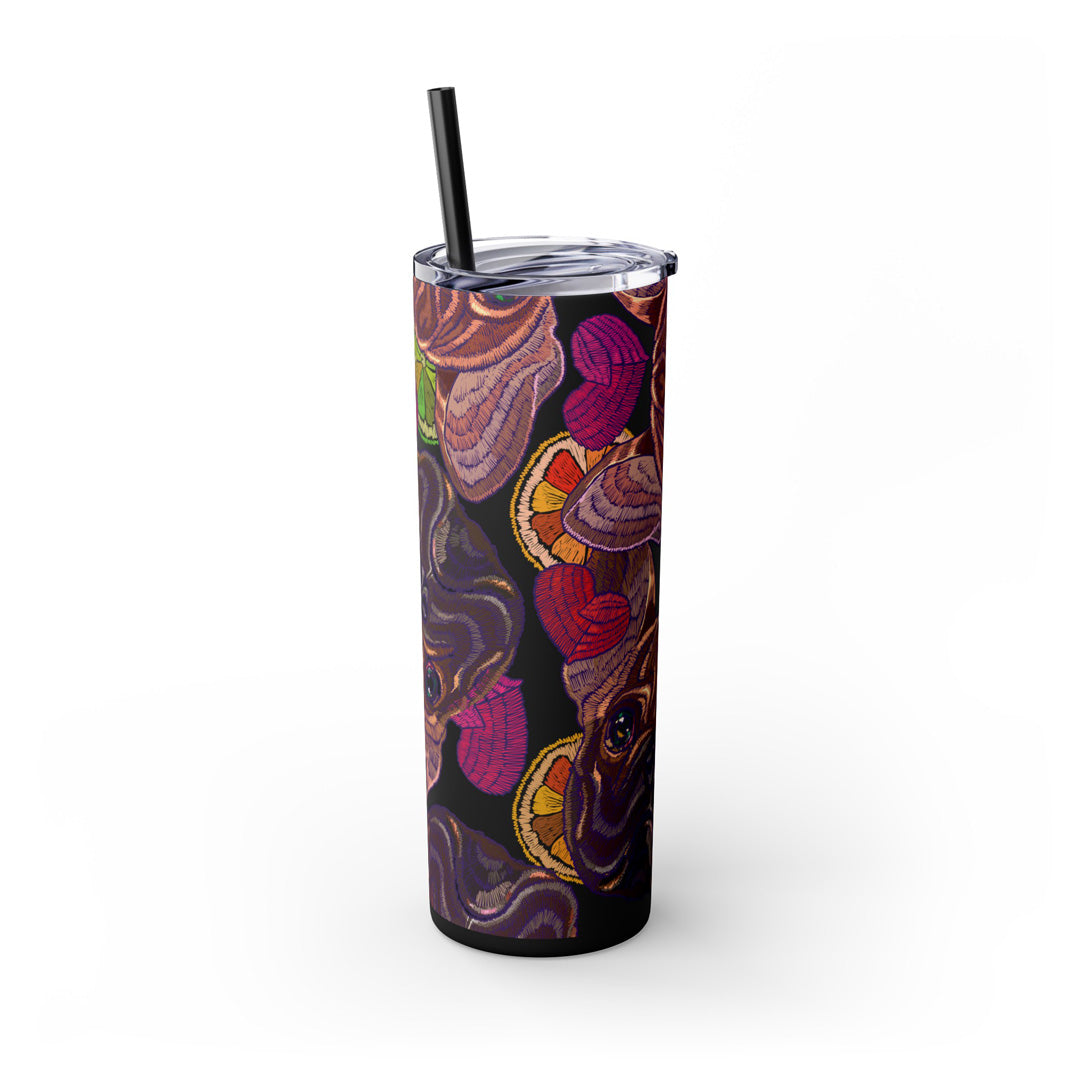 French Bulldog Hearts Skinny Tumbler with Straw, 20oz