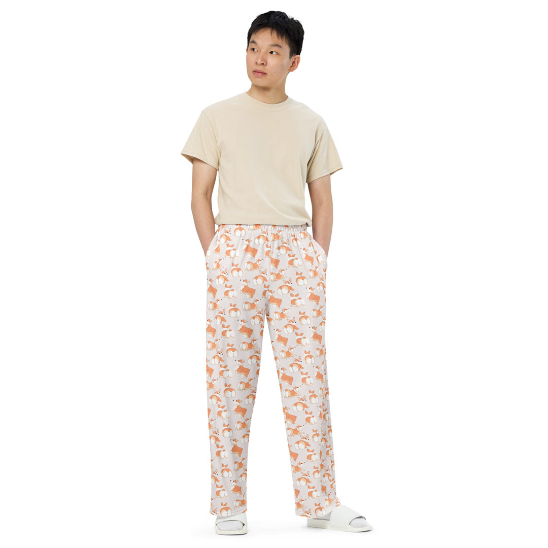 Corgi 'Talk To The Fluff' Unisex wide-leg pants