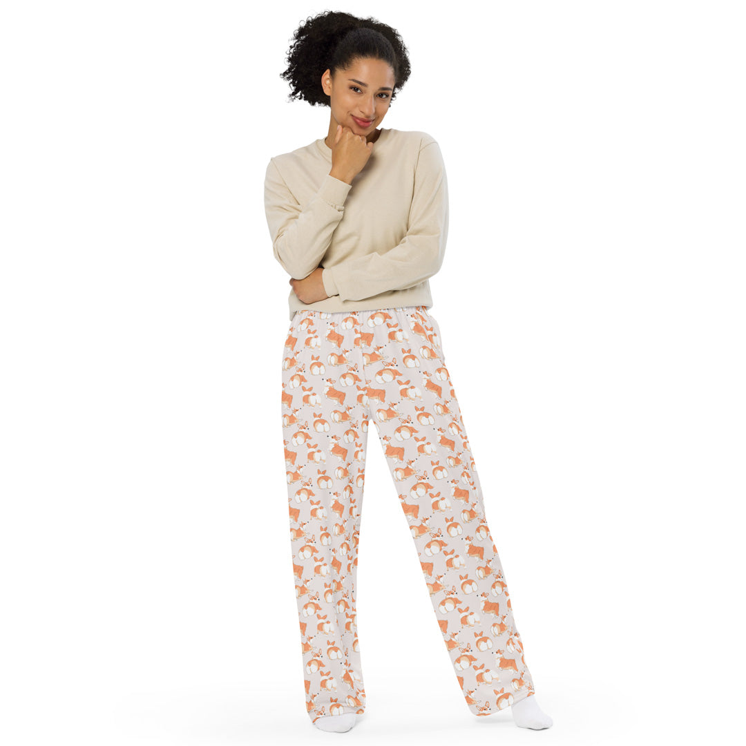 Corgi 'Talk To The Fluff' Unisex wide-leg pants