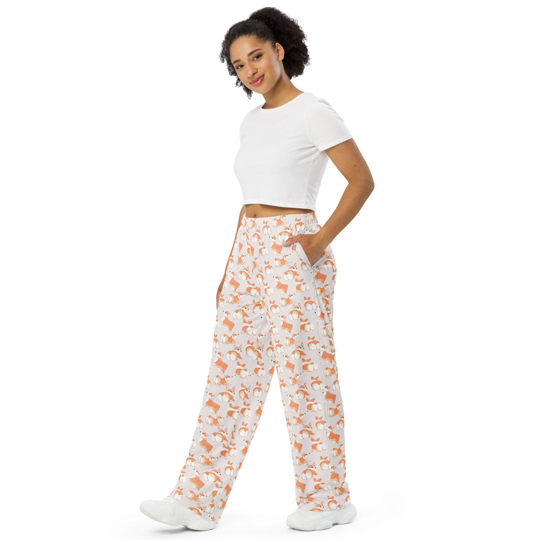 Corgi 'Talk To The Fluff' Unisex wide-leg pants