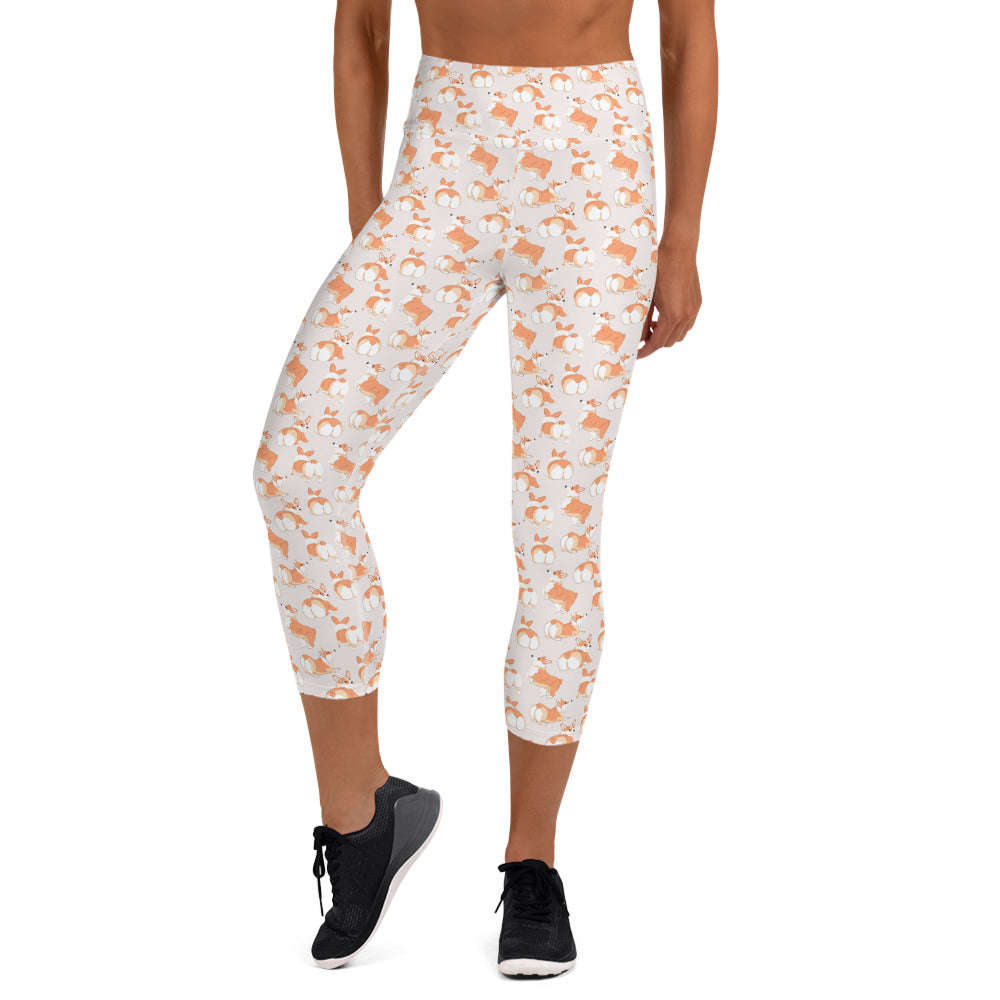 Corgi 'Talk To The Fluff' Yoga Capri Leggings