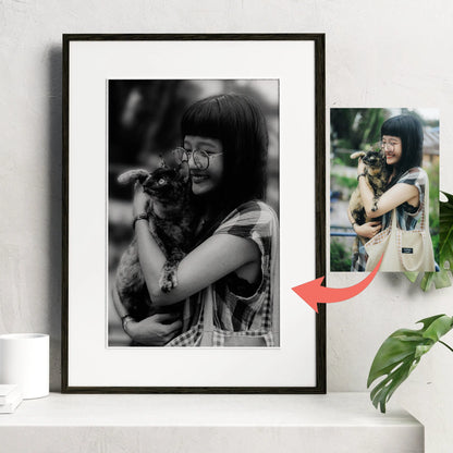 Custom Black and White Pet Portrait