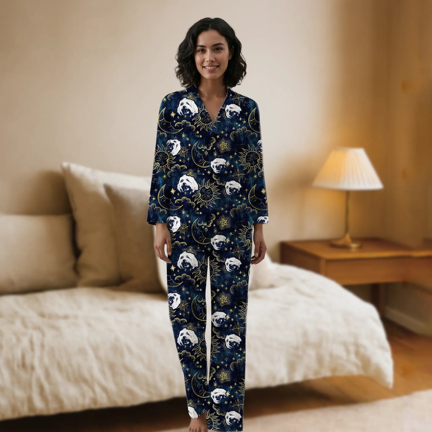 Custom Astrological Sun, Moon, Stars Pet Pajamas