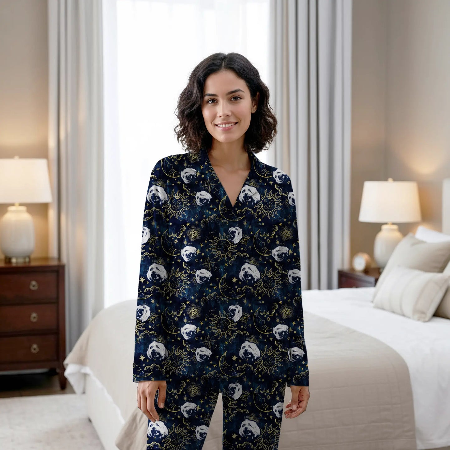 Custom Astrological Sun, Moon, Stars Pet Pajamas