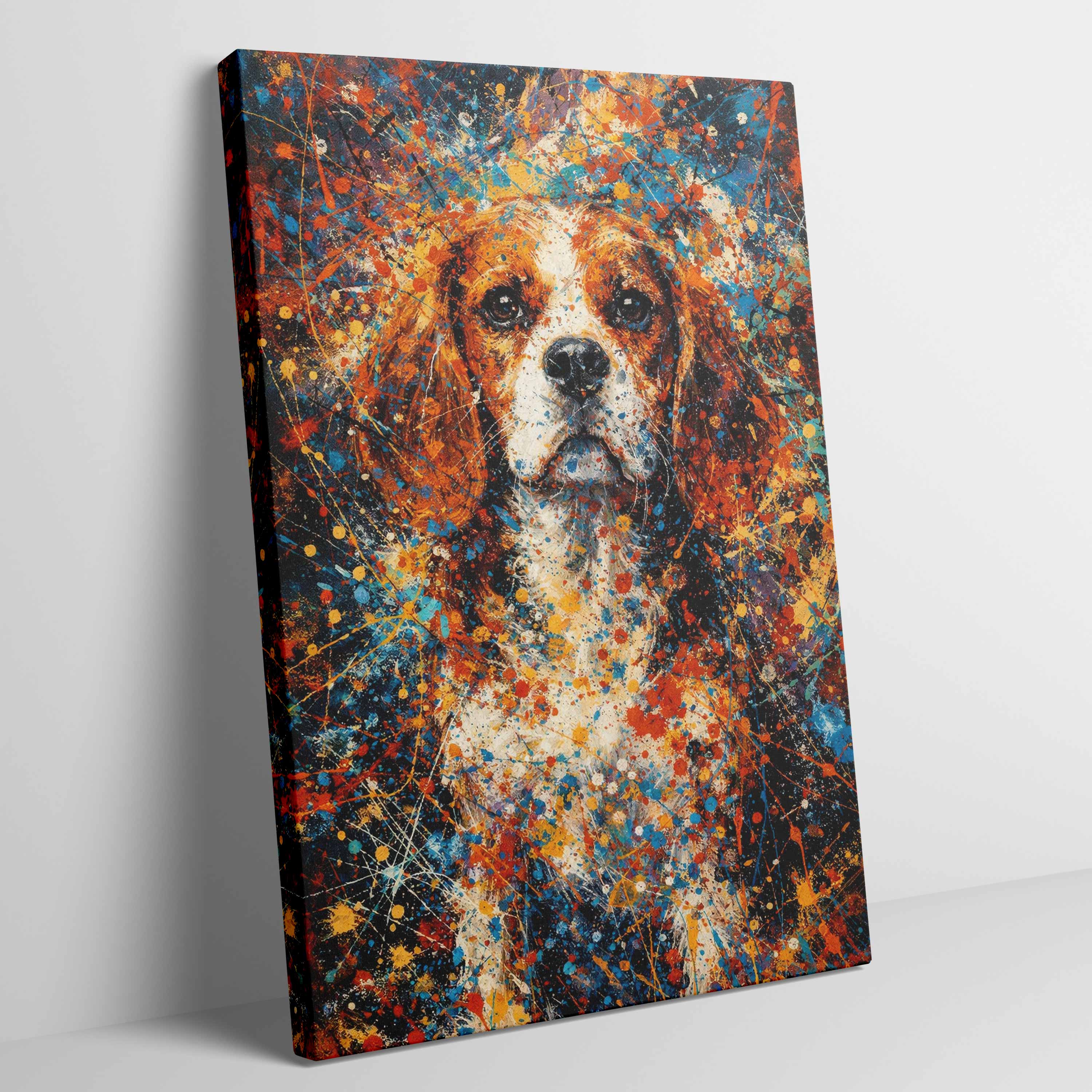 Beagle Abstract Pollock-inspired Portrait, Beagle Wall Art Print