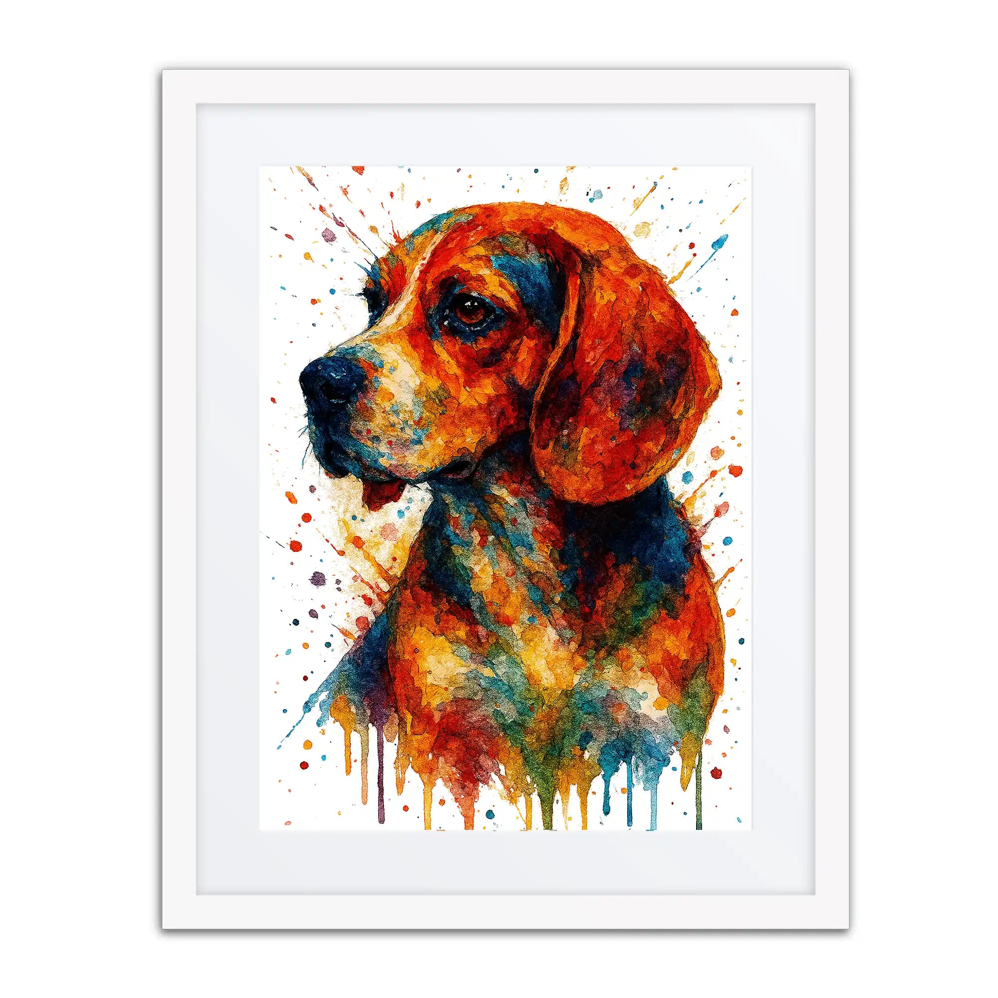 Beagle Abstract Portrait | Splatter Style Painting – Modern Wall Art