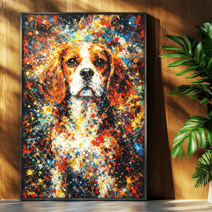 Beagle Abstract Pollock-inspired Portrait, Beagle Wall Art Print