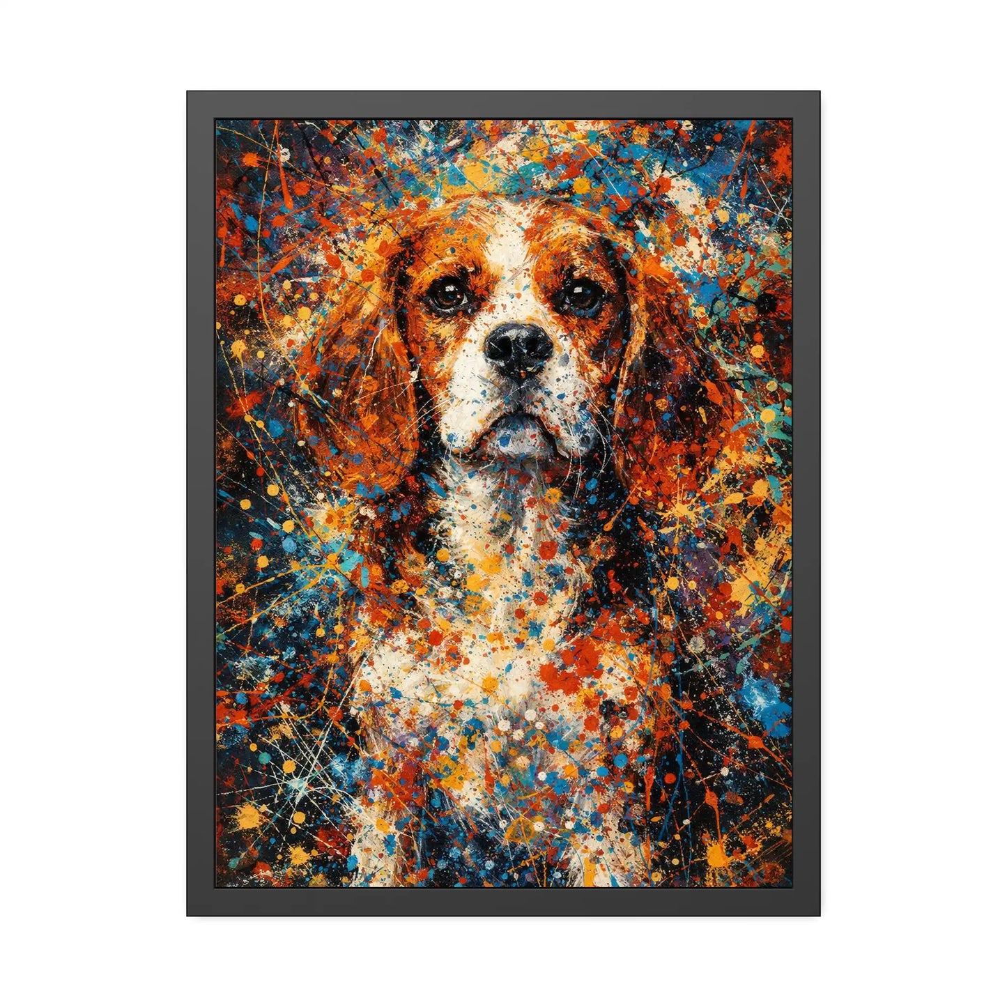 Beagle Abstract Pollock-inspired Portrait, Beagle Wall Art Print