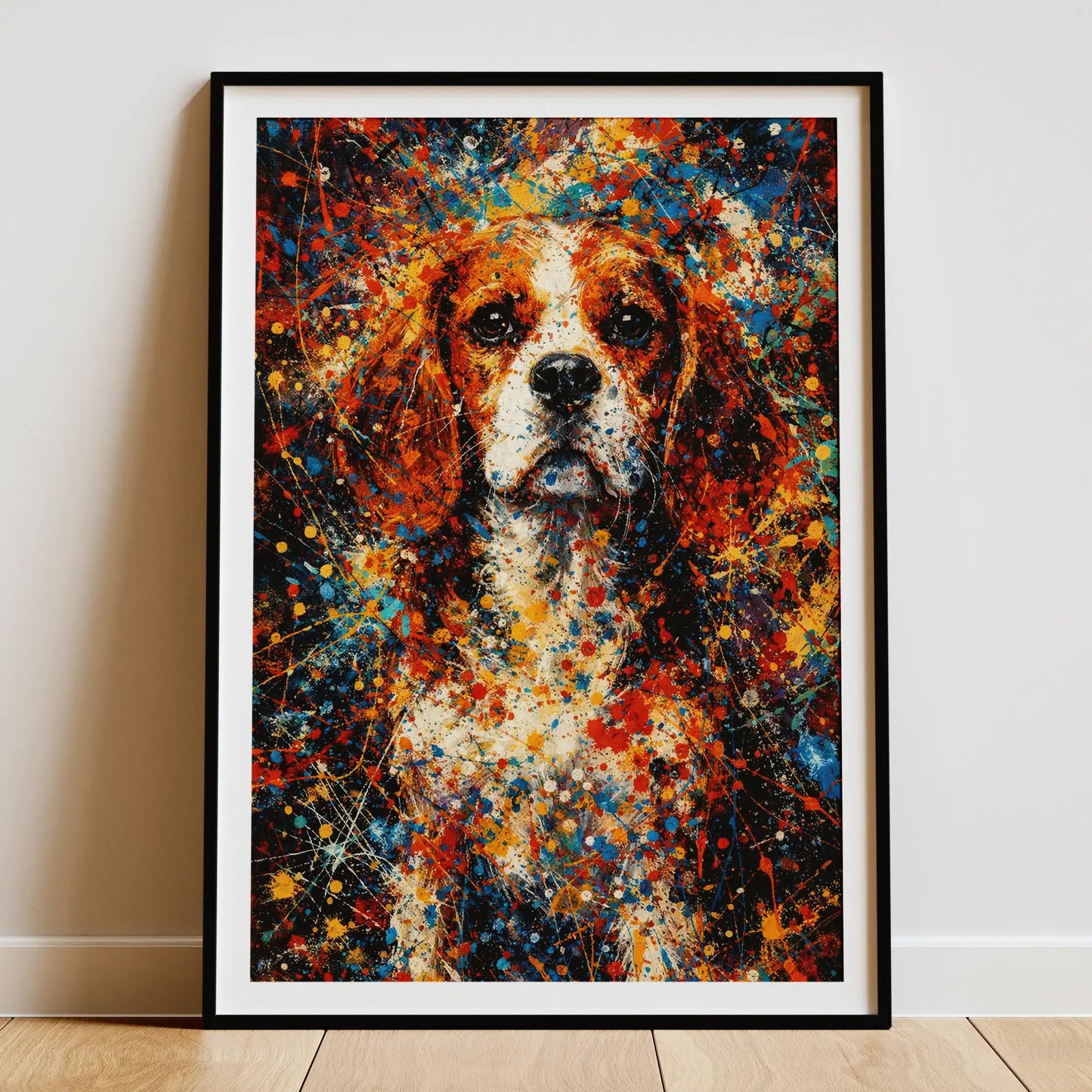 Beagle Abstract Pollock-inspired Portrait, Beagle Wall Art Print
