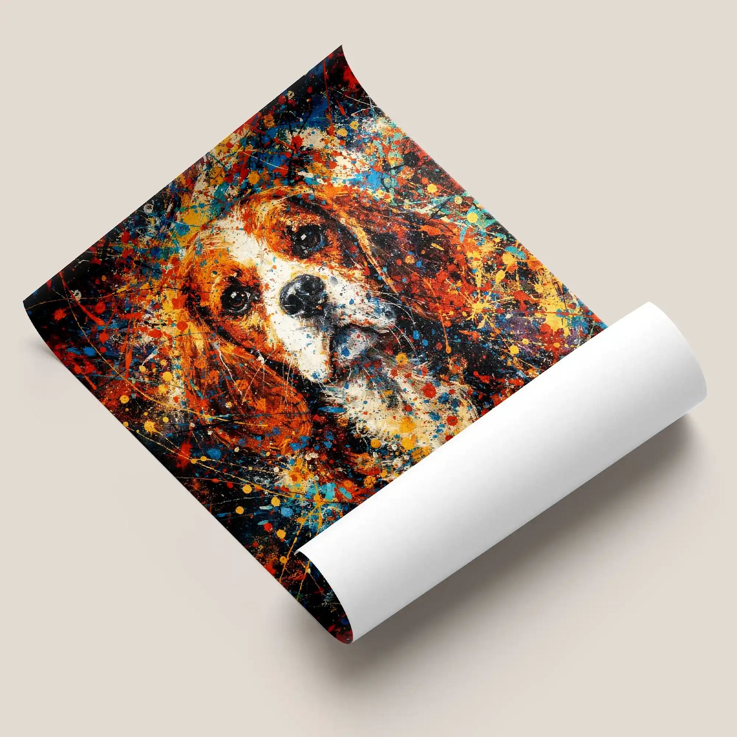 Beagle Abstract Pollock-inspired Portrait, Beagle Wall Art Print