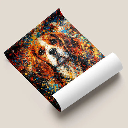 Beagle Abstract Pollock-inspired Portrait, Beagle Wall Art Print