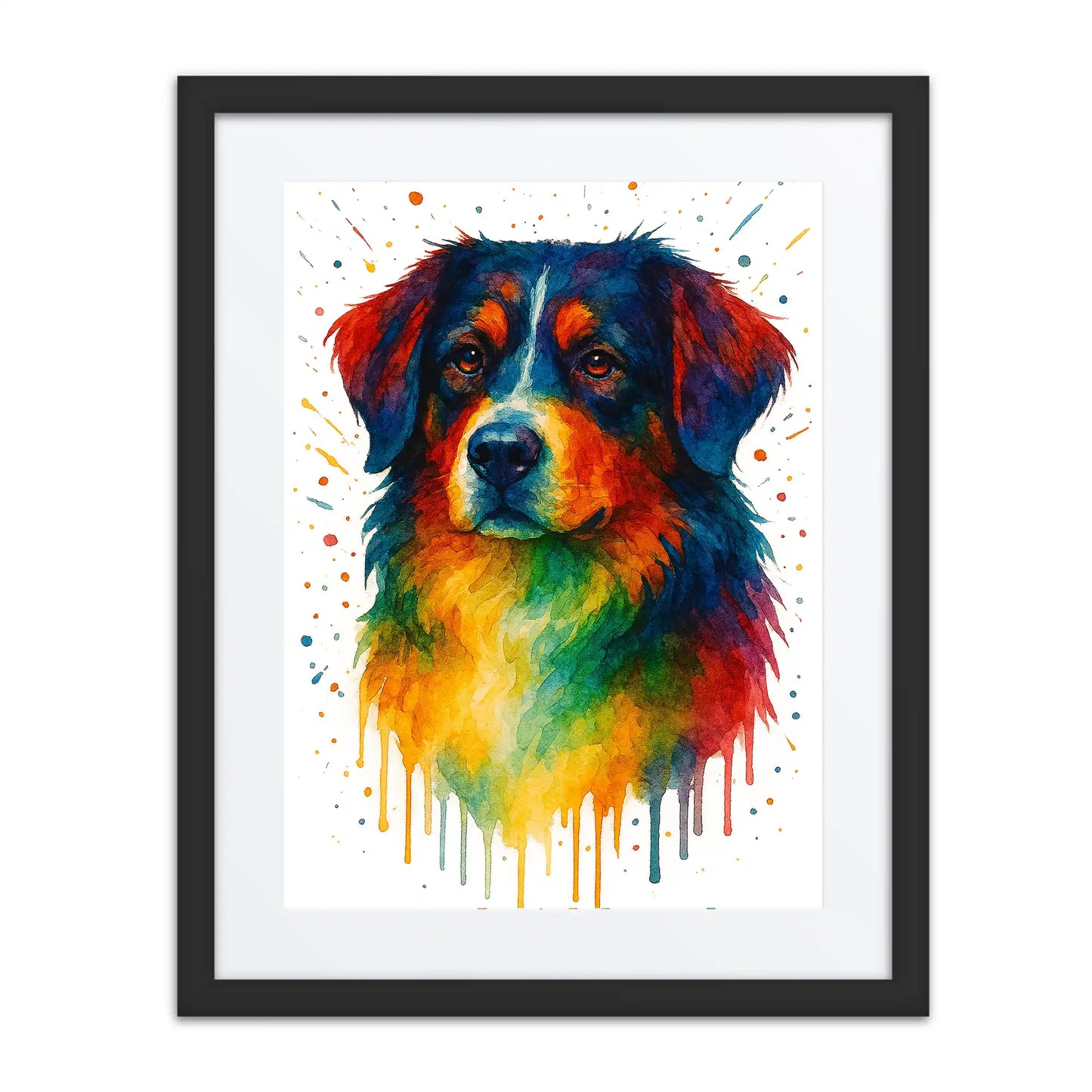 Bernese Mountain Dog Abstract Portrait | Splatter Style Painting – Modern Wall Art