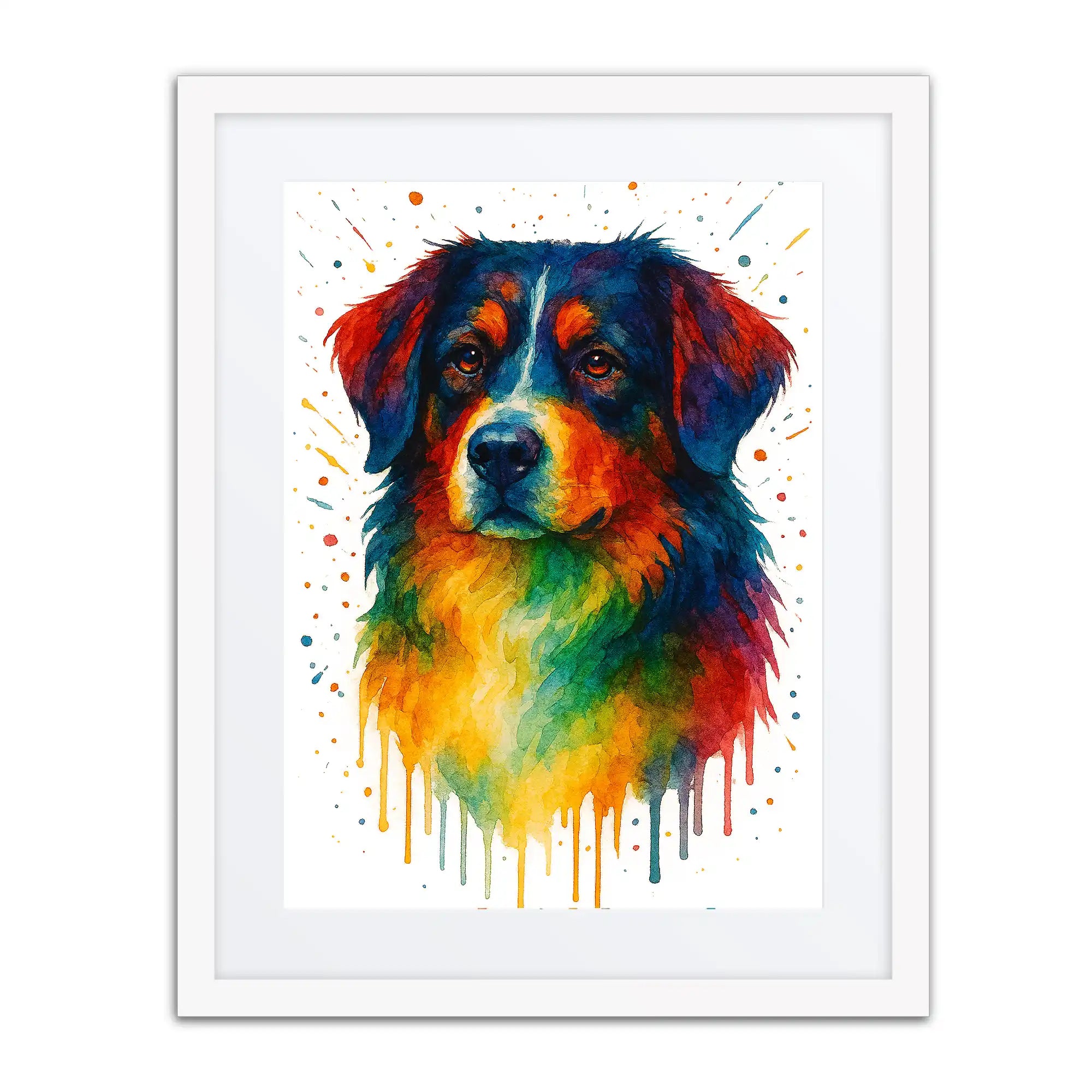 Bernese Mountain Dog Abstract Portrait | Splatter Style Painting – Modern Wall Art