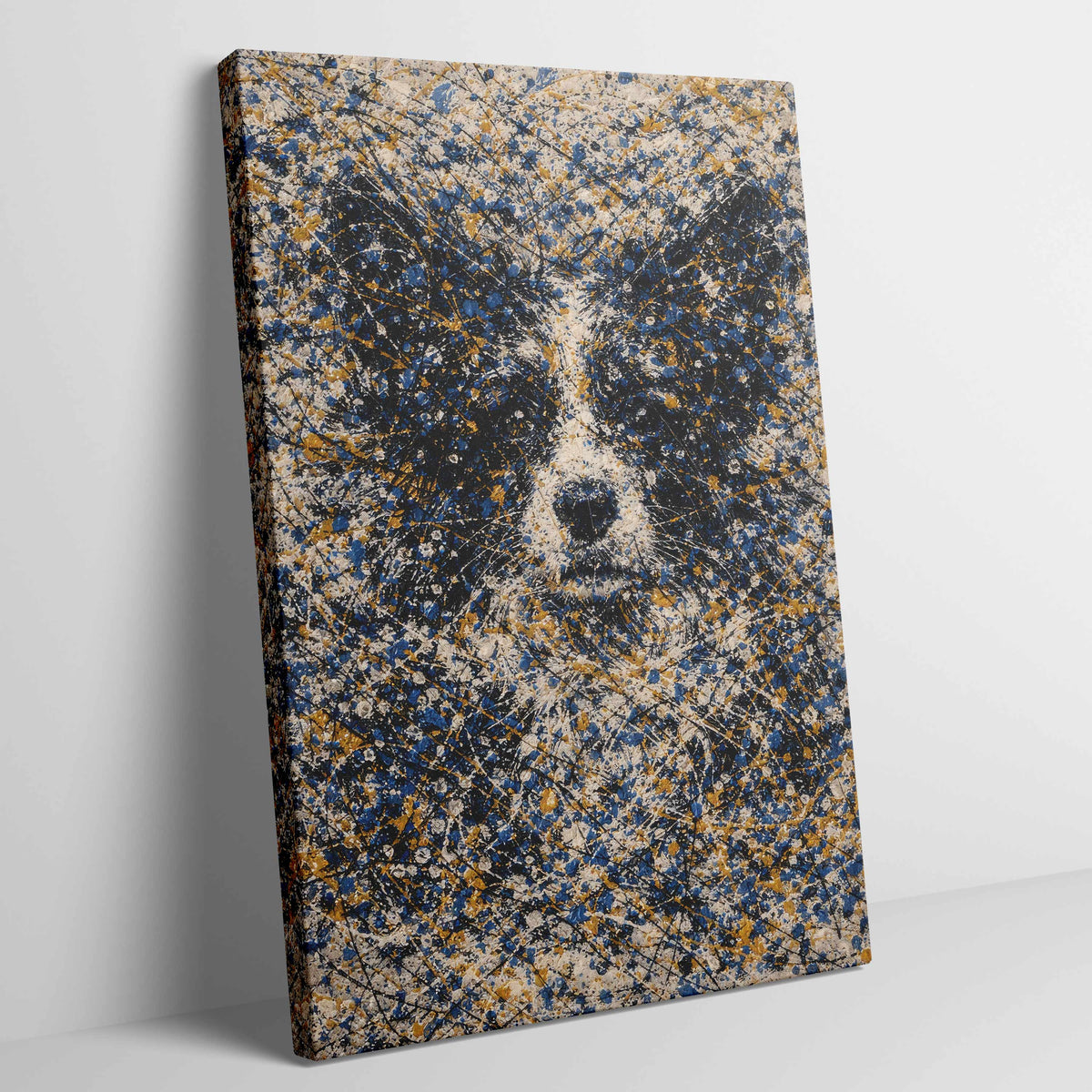 Border Collie Pollock-inspired Portrait, Collie Wall Art Print
