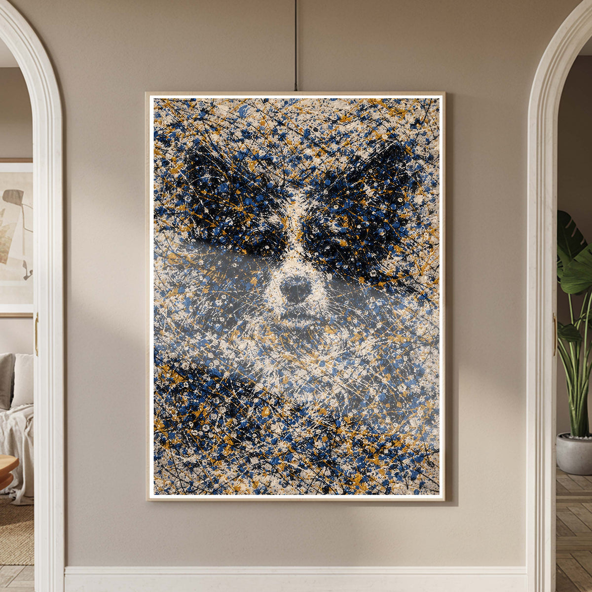 Border Collie Pollock-inspired Portrait, Collie Wall Art Print