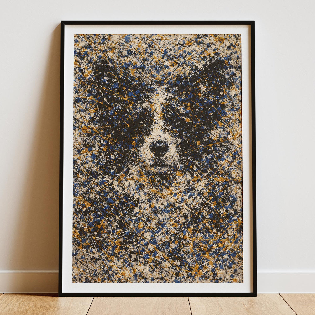 Border Collie Pollock-inspired Portrait, Collie Wall Art Print
