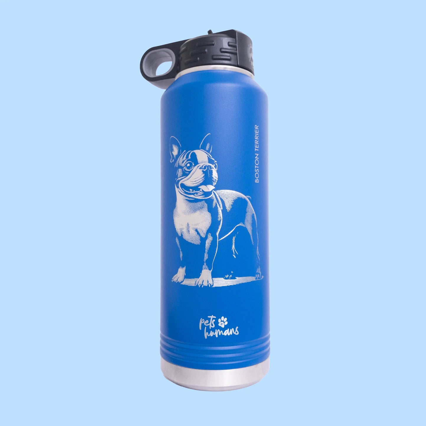 Boston Terrier Laser Engraved Water Bottle