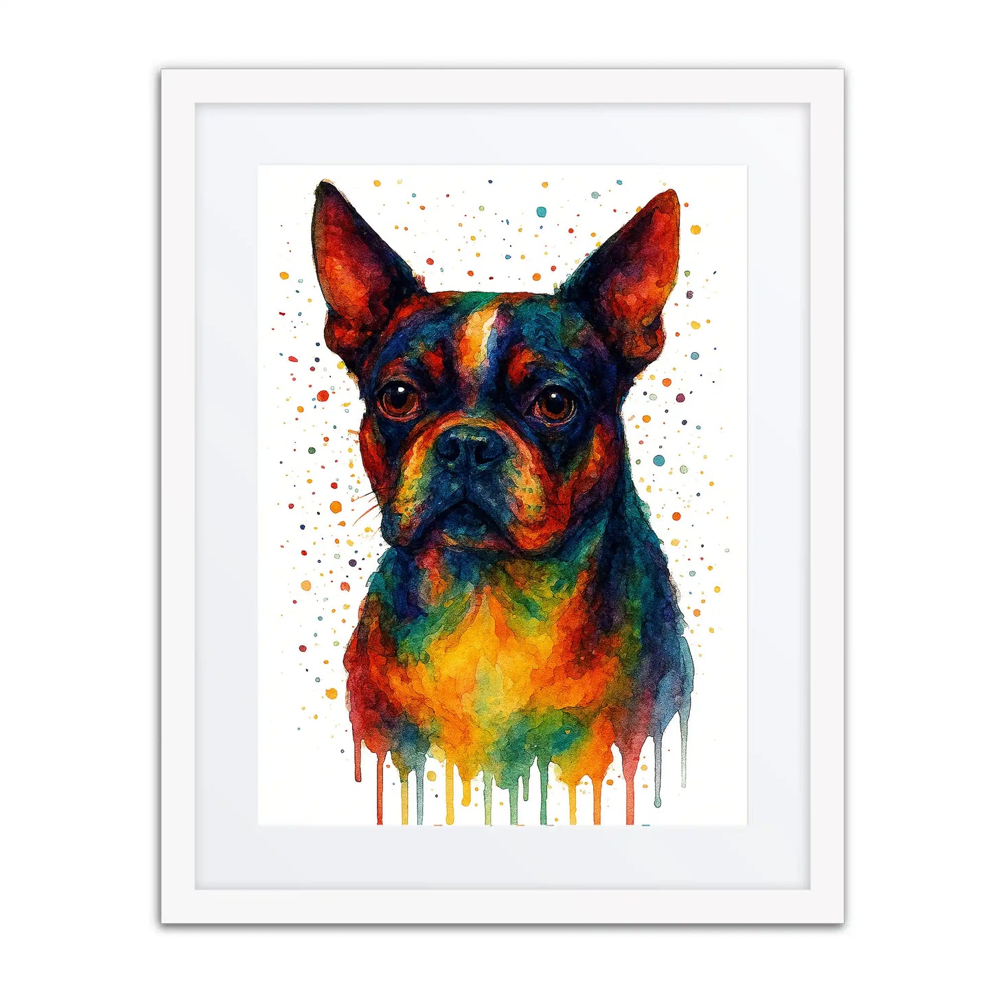 Boston Terrier Abstract Portrait | Splatter Style Painting – Modern Wall Art