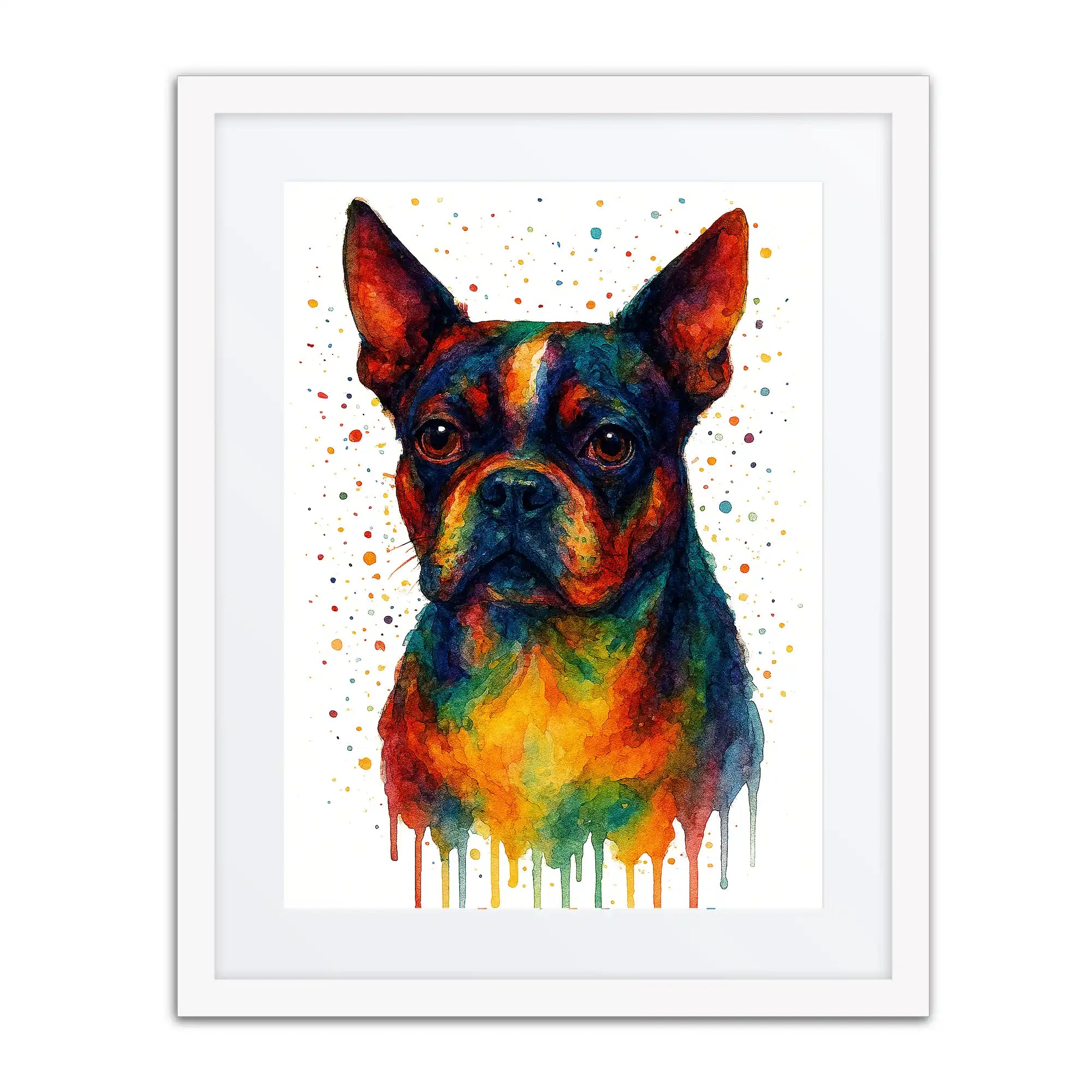 Boston Terrier Abstract Portrait | Splatter Style Painting – Modern Wall Art