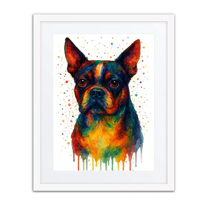 Boston Terrier Abstract Portrait | Splatter Style Painting – Modern Wall Art