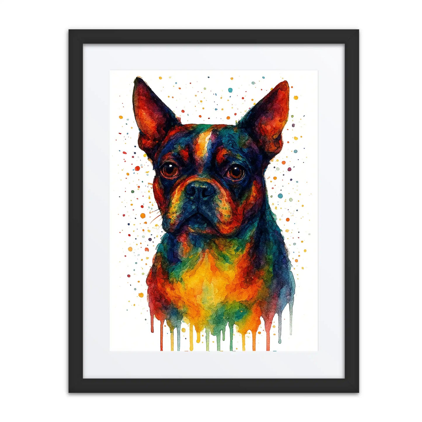 Boston Terrier Abstract Portrait | Splatter Style Painting – Modern Wall Art