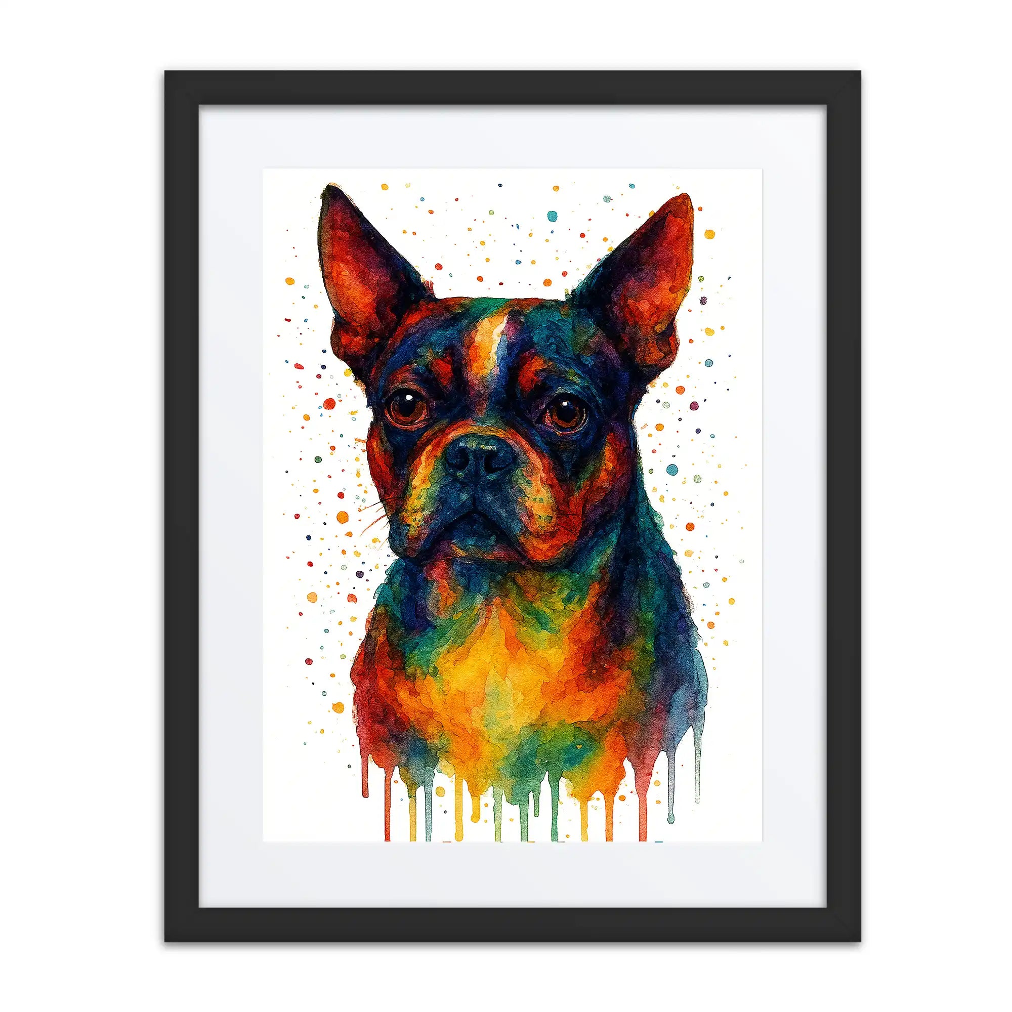 Boston Terrier Abstract Portrait | Splatter Style Painting – Modern Wall Art