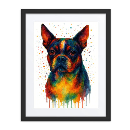 Boston Terrier Abstract Portrait | Splatter Style Painting – Modern Wall Art