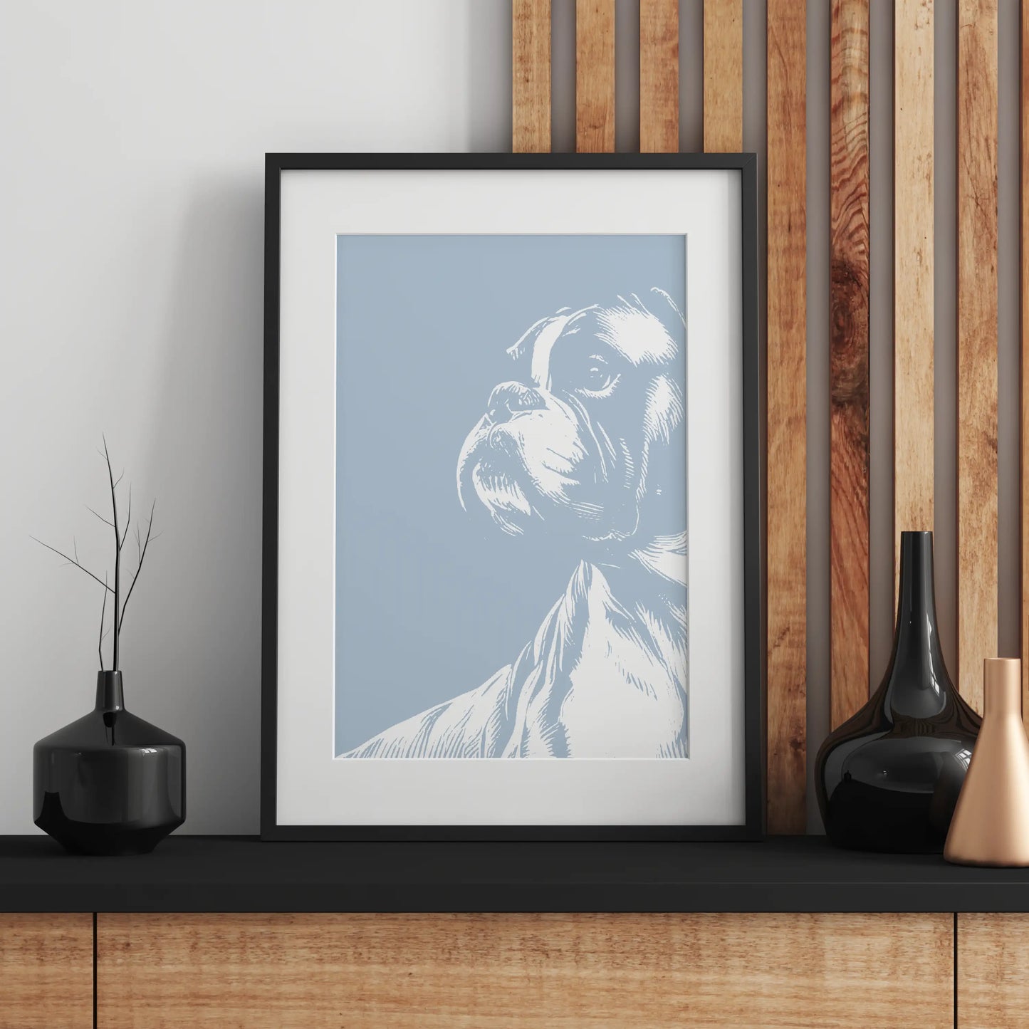Boxer Dog Breed Minimalist Portrait Wall Art